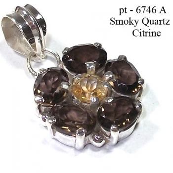 925 sterling silver prong setting smoky quartz pendant jewellery
